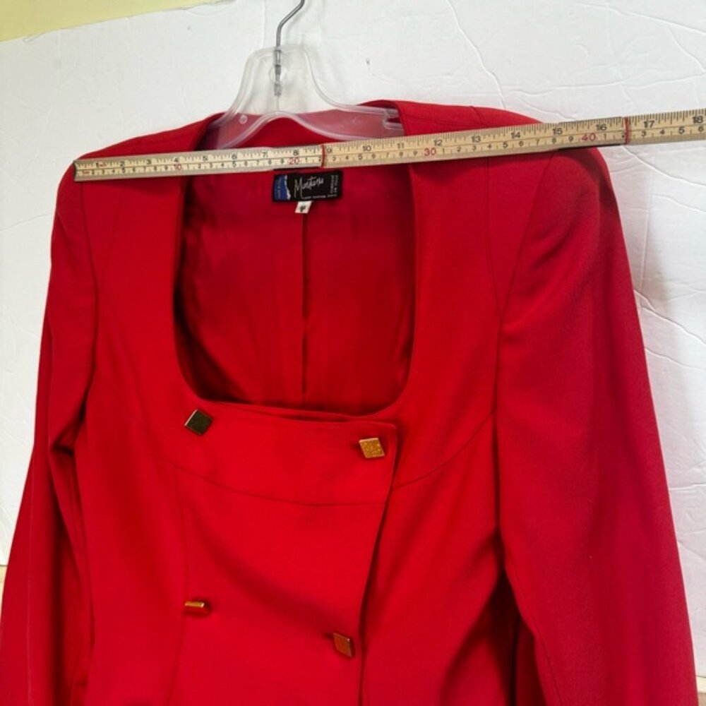 CLAUDE MONTANA Vintage 80s Tailored Blazer Jacket Futuristic Top Rare Red Wool 8 - Picture 13 of 16